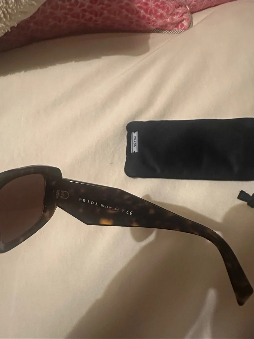 Prada Brown Tortoise Rectangular Sunglasses with Pouch